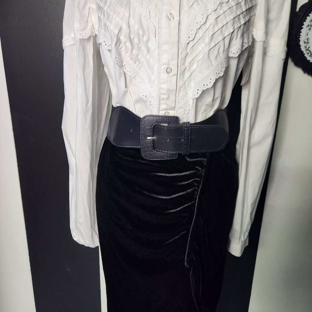 Black Maxi Skirt Velvet - Picture 2 of 6